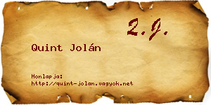 Quint Jolán névjegykártya